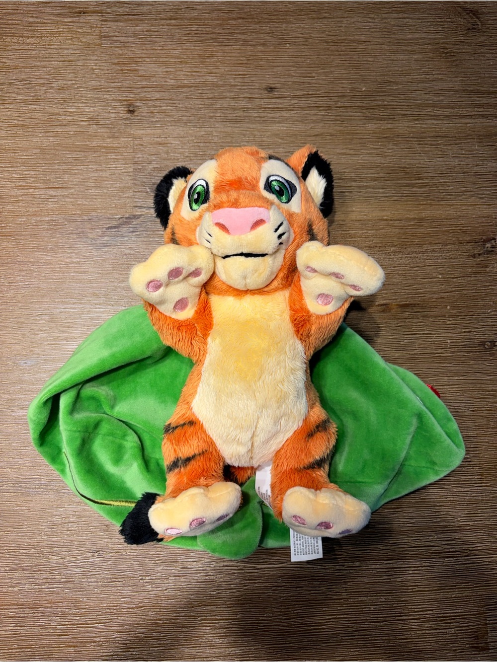 Disney Aladdin - Baby Rajah - Orange Tiger Plush Lovey with Green Wrap Blanket